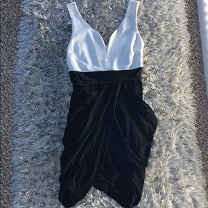 White and black semi-formal dress